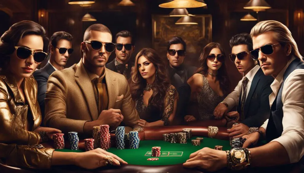 Famous poker players wearing sunglasses